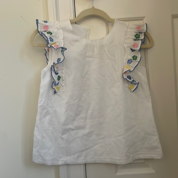 Girls white ruffle sleeve top - Picture 1 of 2